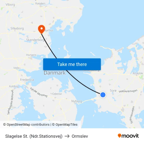 Slagelse St. (Ndr.Stationsvej) to Ormslev map
