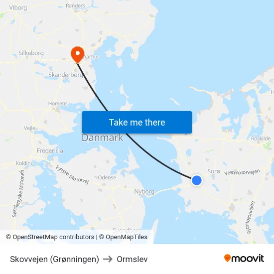 Skovvejen (Grønningen) to Ormslev map