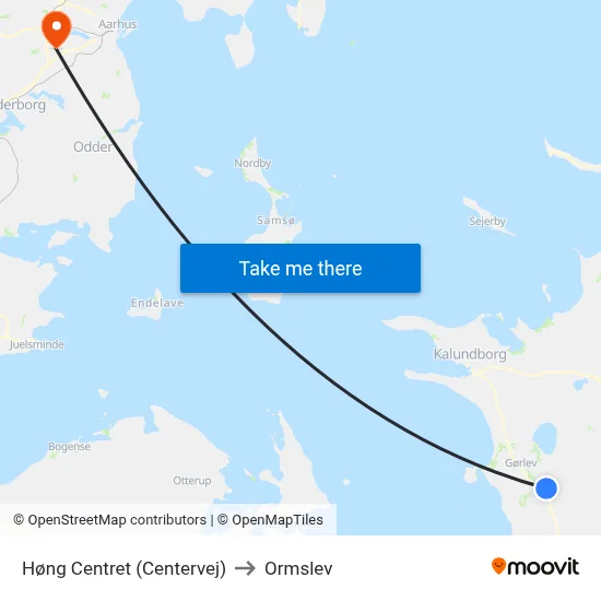 Høng Centret (Centervej) to Ormslev map