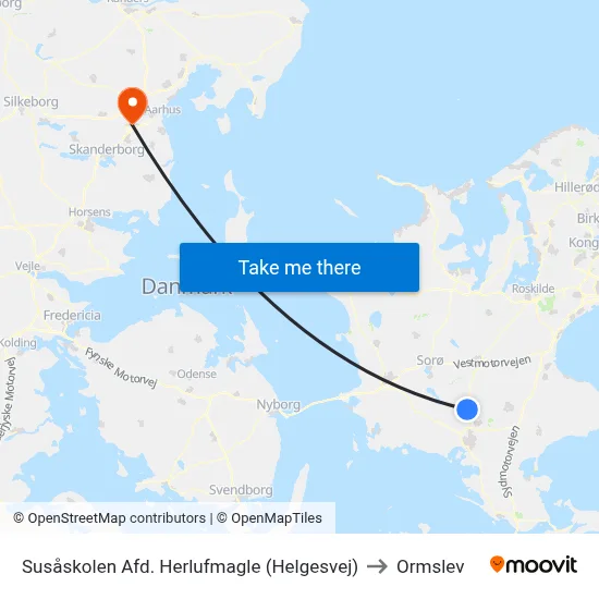 Susåskolen Afd. Herlufmagle (Helgesvej) to Ormslev map