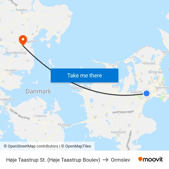 Høje Taastrup St. (Høje Taastrup Boulev) to Ormslev map