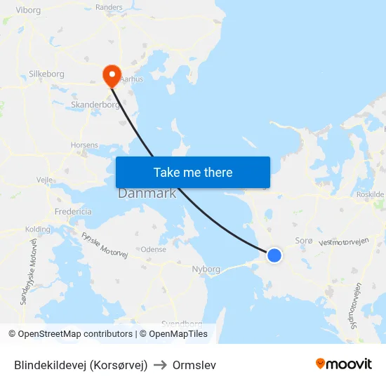 Blindekildevej (Korsørvej) to Ormslev map