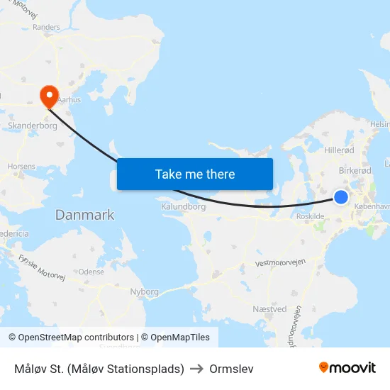Måløv St. (Måløv Stationsplads) to Ormslev map