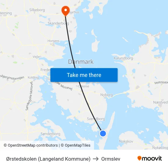 Ørstedskolen (Langeland Kommune) to Ormslev map