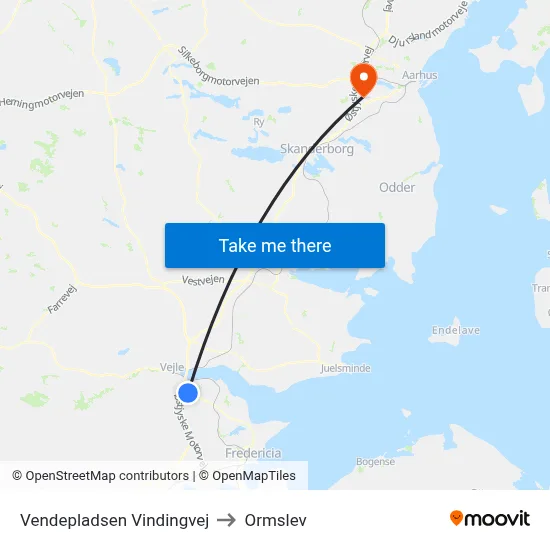 Vendepladsen Vindingvej to Ormslev map