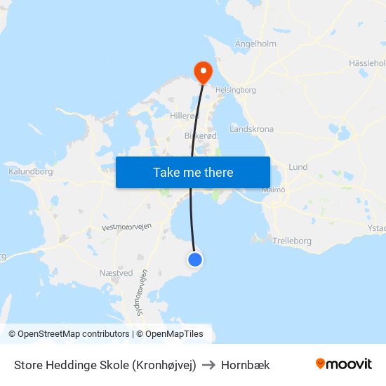 Store Heddinge Skole (Kronhøjvej) to Hornbæk map