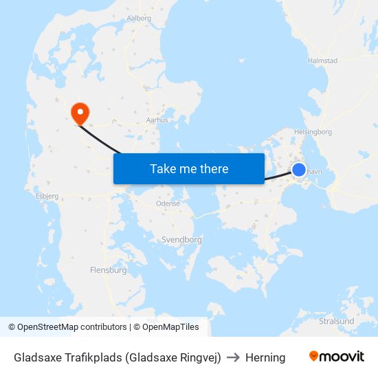 Gladsaxe Trafikplads (Gladsaxe Ringvej) to Herning map