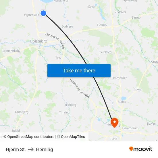 Hjerm St. to Herning map