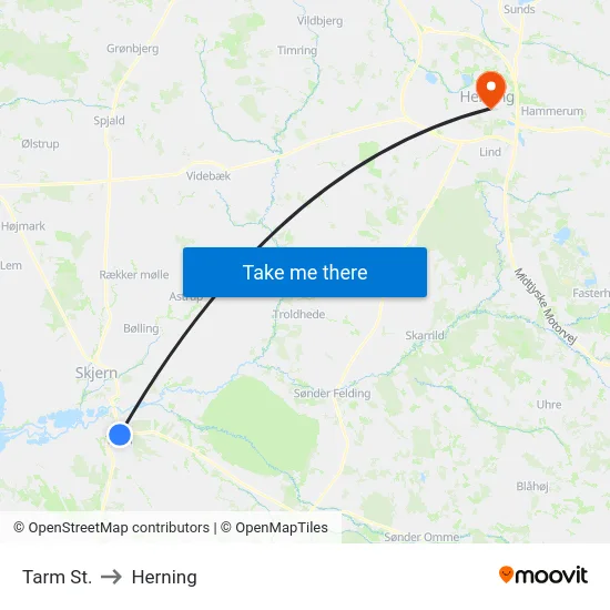 Tarm St. to Herning map