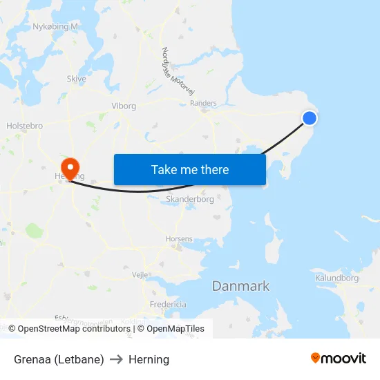 Grenaa (Letbane) to Herning map