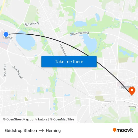 Gødstrup Station to Herning map