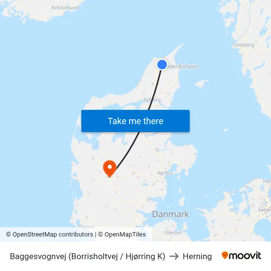 Baggesvognvej (Borrisholtvej / Hjørring K) to Herning map