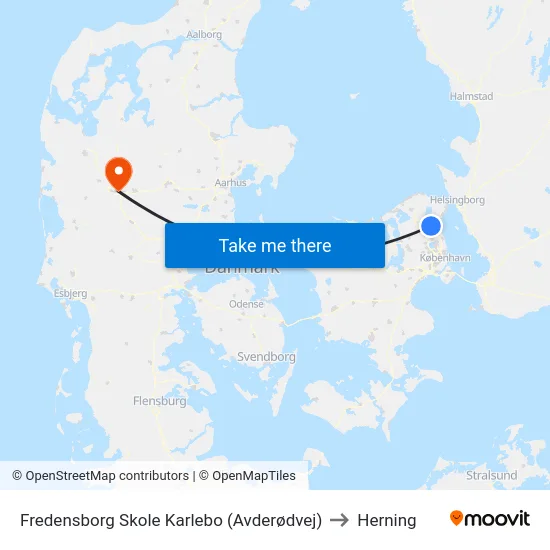 Fredensborg Skole Karlebo (Avderødvej) to Herning map