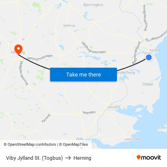 Viby Jylland St. (Togbus) to Herning map