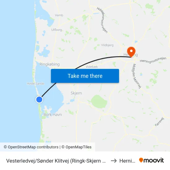 Vesterledvej/Sønder Klitvej (Ringk-Skjern Kom) to Herning map