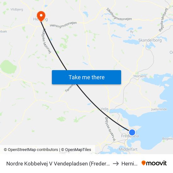 Nordre Kobbelvej V Vendepladsen (Fredericia) to Herning map
