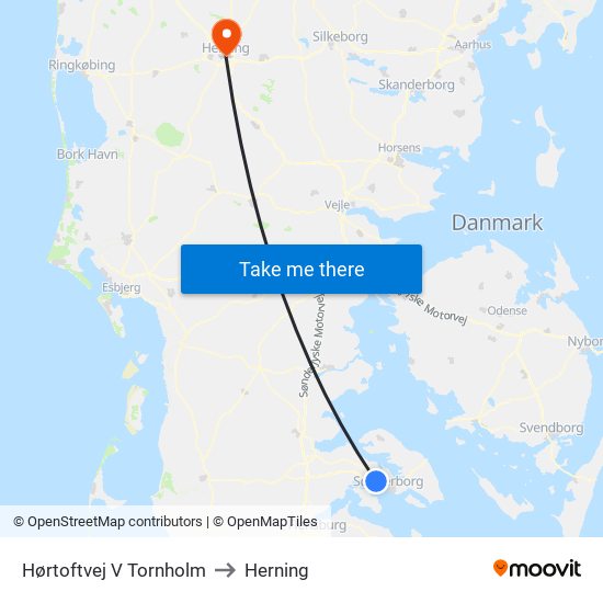 Hørtoftvej V Tornholm to Herning map