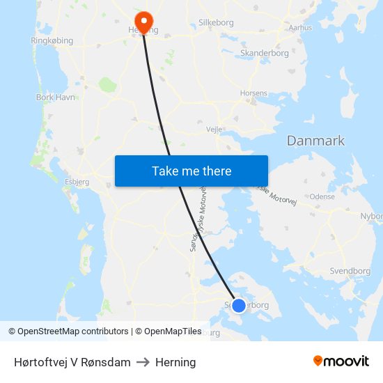 Hørtoftvej V Rønsdam to Herning map