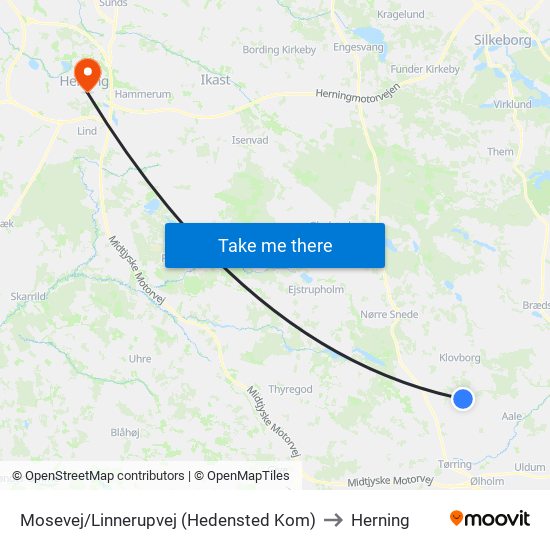 Mosevej/Linnerupvej (Hedensted Kom) to Herning map