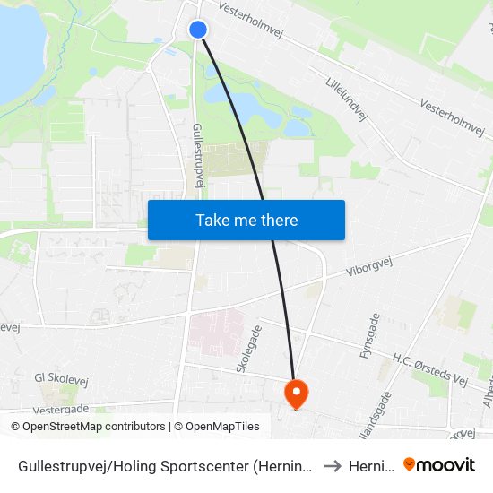 Gullestrupvej/Holing Sportscenter (Herning Kom) to Herning map