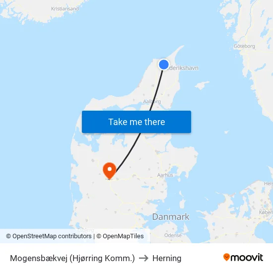 Mogensbæk (Mogensbækvej / Hjørring Kommune) to Herning map