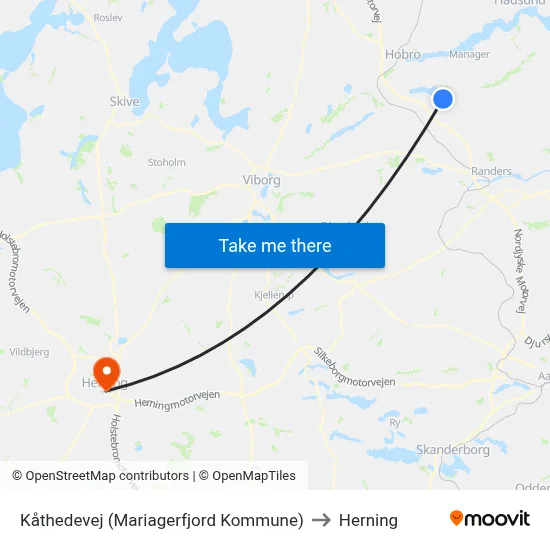 Kåthedevej (Mariagerfjord Kommune) to Herning map