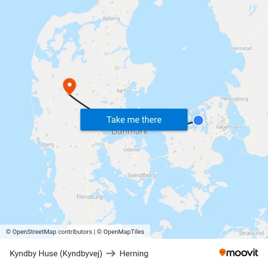 Kyndby Huse (Kyndbyvej) to Herning map