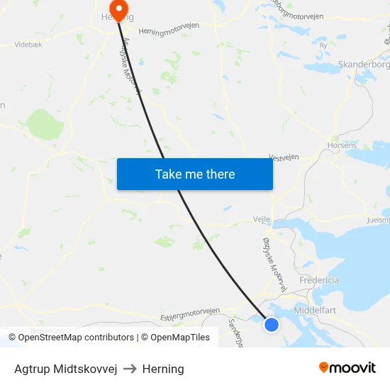 Agtrup Midtskovvej to Herning map