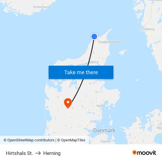 Hirtshals St. to Herning map