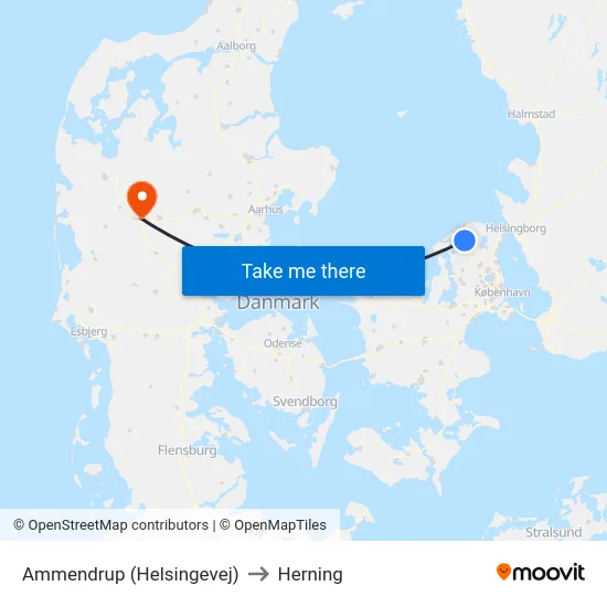 Ammendrup (Helsingevej) to Herning map