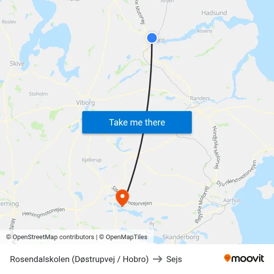 Rosendalskolen (Døstrupvej / Hobro) to Sejs map