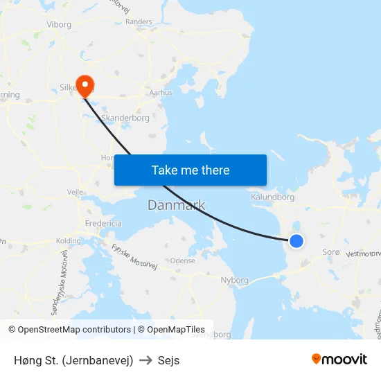 Høng St. (Jernbanevej) to Sejs map