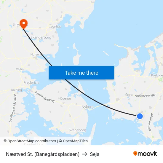 Næstved St. (Banegårdspladsen) to Sejs map