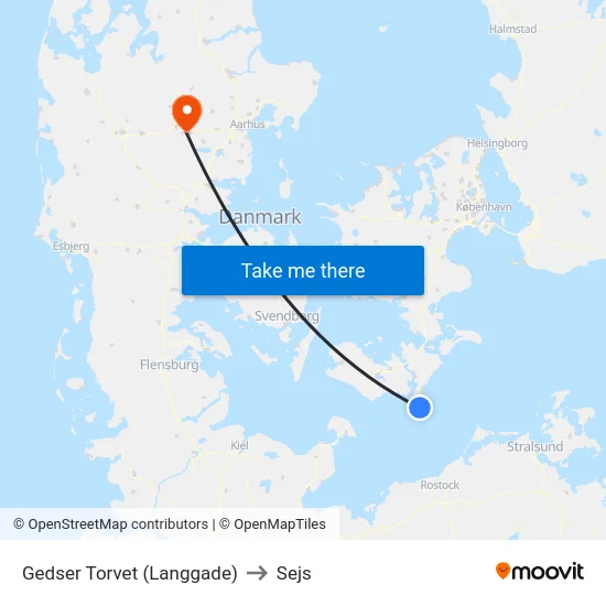 Gedser Torvet (Langgade) to Sejs map