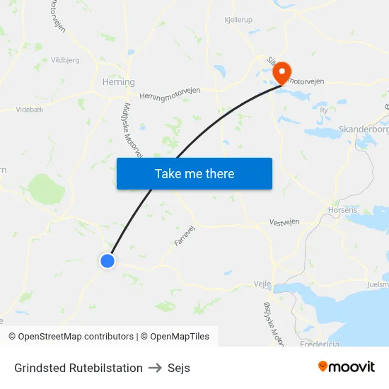 Grindsted Rutebilstation to Sejs map