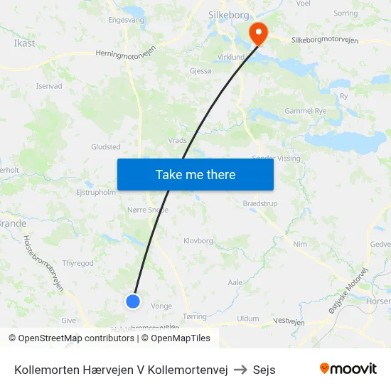 Kollemorten Hærvejen V Kollemortenvej to Sejs map