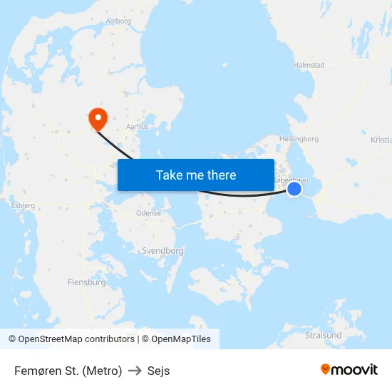 Femøren St. (Metro) to Sejs map