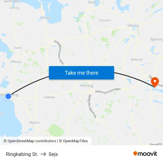 Ringkøbing St. to Sejs map