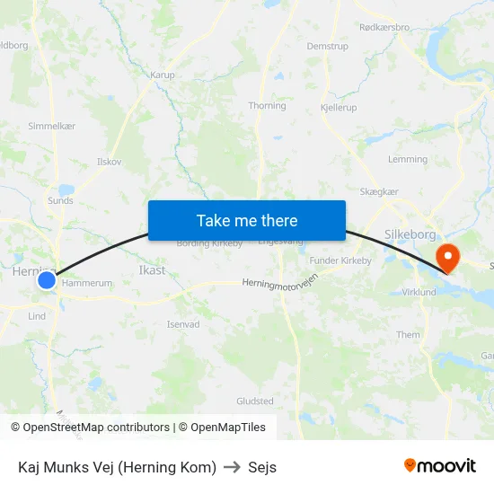 Kaj Munks Vej (Herning Kom) to Sejs map