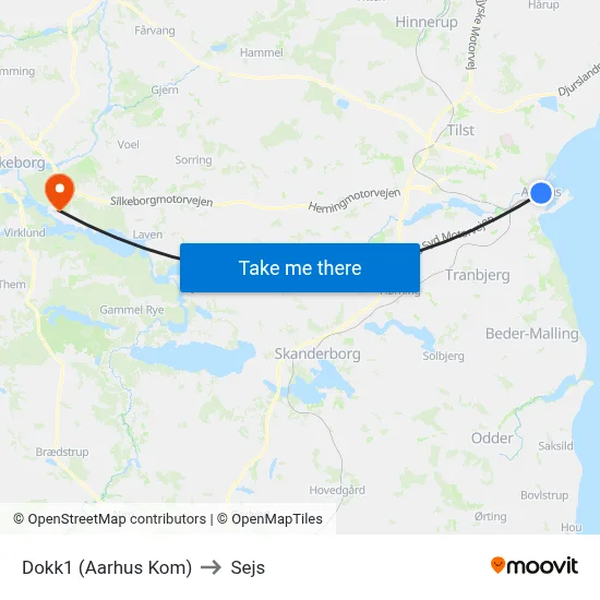 Dokk1 (Aarhus Kom) to Sejs map