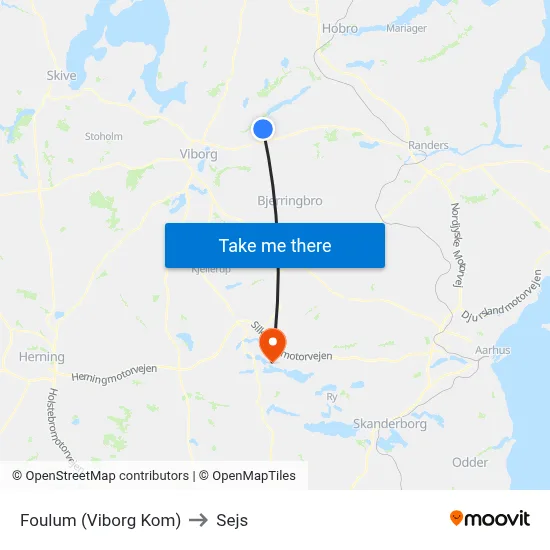 Foulum (Viborg Kom) to Sejs map