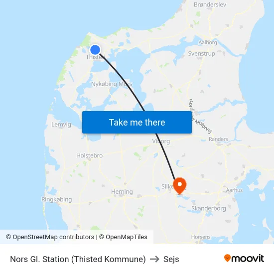 Nors Gl. Station (Thisted Kommune) to Sejs map
