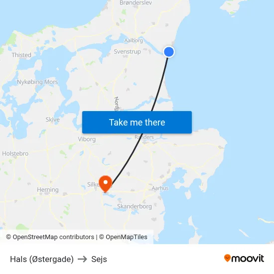 Hals (Østergade) to Sejs map
