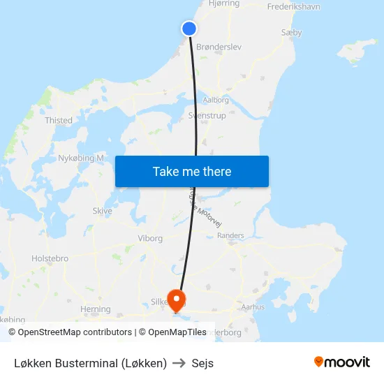 Løkken Busterminal (Løkken) to Sejs map