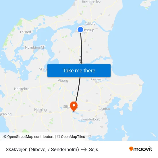 Skakvejen (Nibevej / Sønderholm) to Sejs map