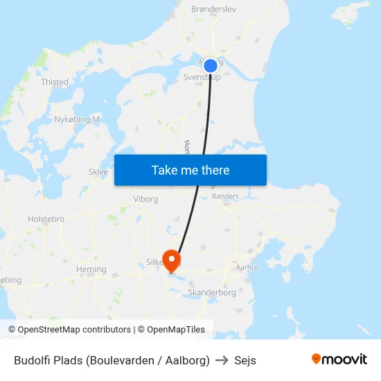 Budolfi Plads (Boulevarden / Aalborg) to Sejs map