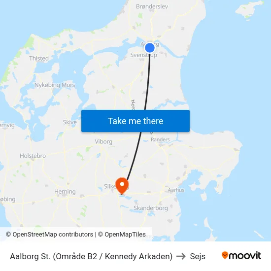 Aalborg St. (Område B2 / Kennedy Arkaden) to Sejs map