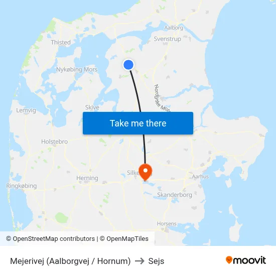 Mejerivej  (Aalborgvej / Hornum) to Sejs map