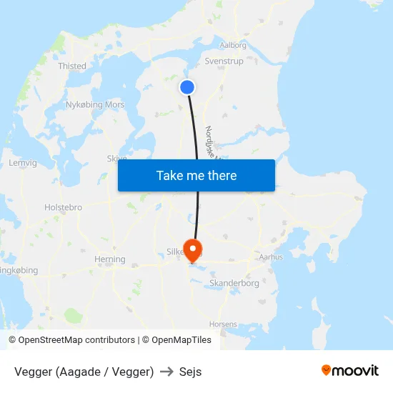 Vegger (Aagade / Vegger) to Sejs map