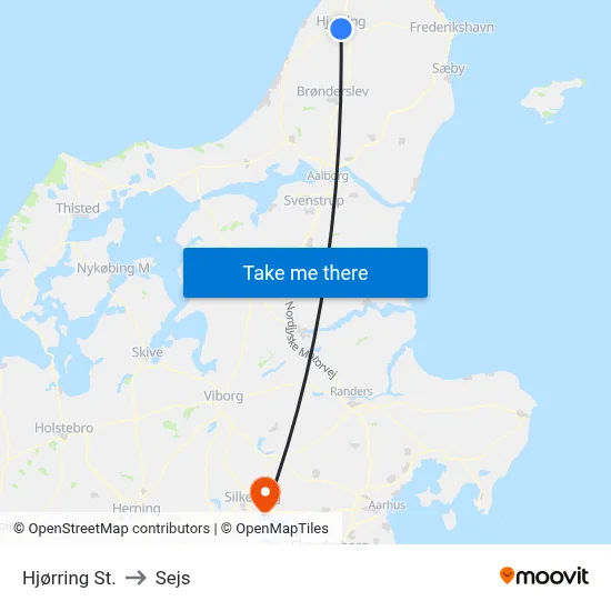 Hjørring St. to Sejs map